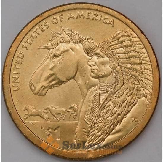 США 1 доллар 2012 Сакагавея - Индеец с лошадью P арт. 31117