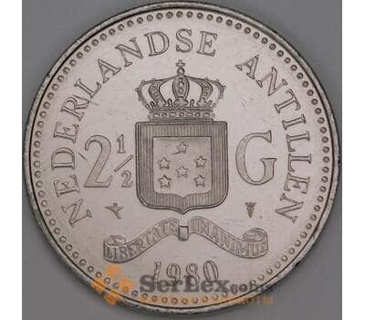 Нидерландские Антилы 2 1/2 гульдена 1980 КМ25 UNC арт. 47603