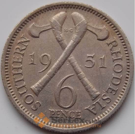 Южная Родезия 6 пенсов 1948-1952 КМ21 VF арт. 8170