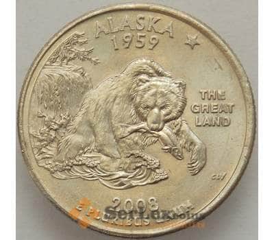 Монета США 25 центов 2008 P КМ424 aUNC Аляска арт. 15444