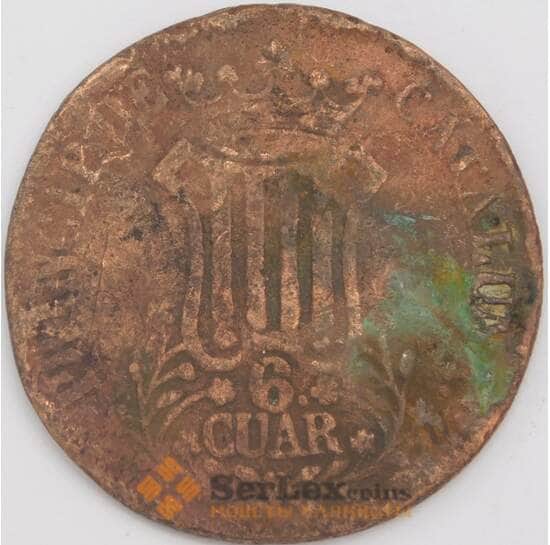 Испания Каталония монета 6 кватро 1839 КМ128 G арт. 43224