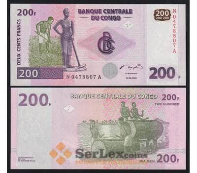 Конго 200 франков 2000 Р95А UNC арт. 52424