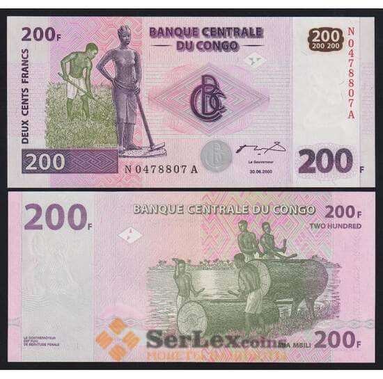 Конго 200 франков 2000 Р95А UNC арт. 52424