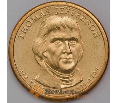 Монета США 1 доллар 2007 3 президент Джефферсон D арт. 31108