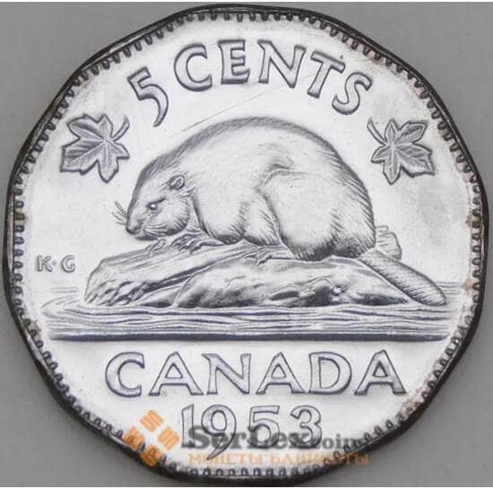 Канада 5 центов 1953 КМ50 UNC арт. 22026