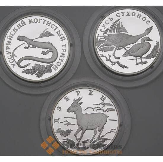 Россия 1 рубль (3 шт) 2006 Proof Красная книга - Дзерен, Гусь сухонос, Тритон  арт. 29670
