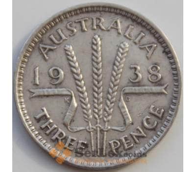 Монета Австралия 3 пенса 1938 КМ37 VF арт. 10116