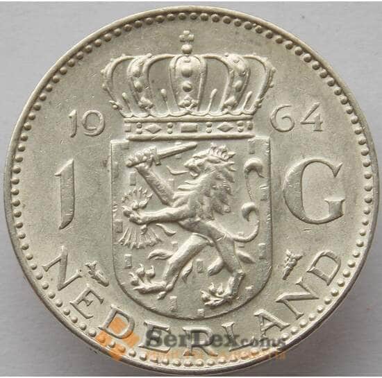 Нидерланды 1 гульден 1964 КМ184 aUNC Серебро (J05.19) арт. 15101