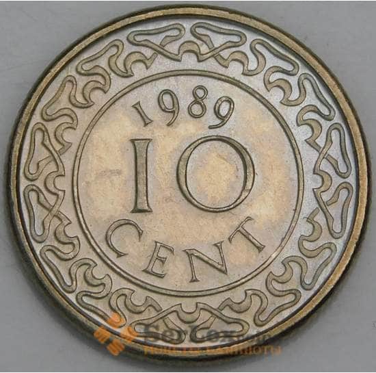 Суринам монета 10 центов 1989 КМ13а UNC арт. 46262