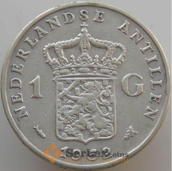 Нидерландские Антиллы монета 1 гульден 1952 КМ2 VF  арт. 10095