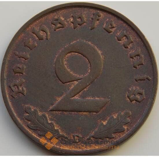 Германия 2 рейхспфеннига 1936 D КМ90 XF-AU арт. 8974