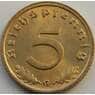 Германия 5 рейхспфеннигов 1939 G КМ91 AU-aUNC арт. 8972