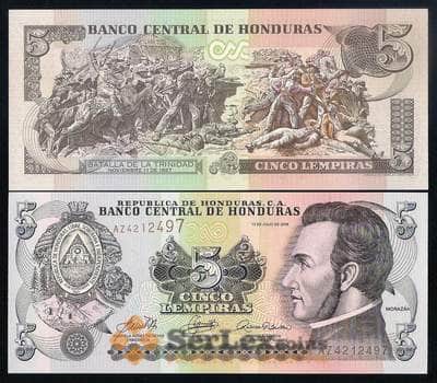 Банкнота Гондурас 5 лемпир 2006 Р91а UNC арт. 37051