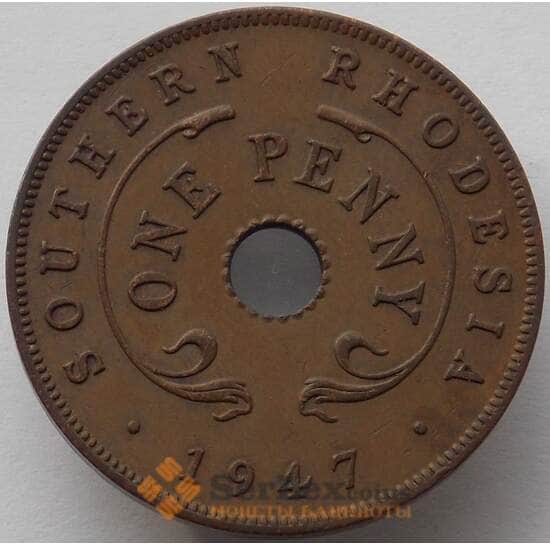 Южная Родезия 1 пенни 1947 КМ8а UNC арт. 12734
