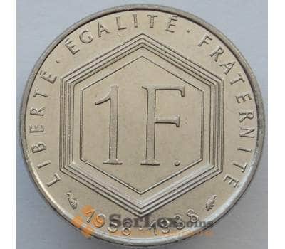 Монета Франция 1 франк 1988 КМ963 aUNC Шарль де Голль (J05.19) арт. 16386