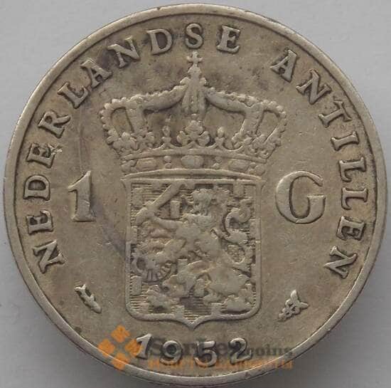Нидерландские Антиллы 1 гульден 1952 КМ2 VF Серебро (J05.19) арт. 17416
