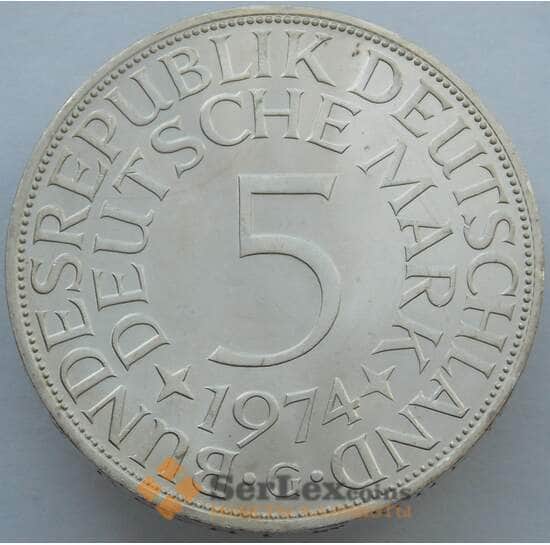 Германия 5 марок 1974 G КМ112 BU Серебро  арт. 14955