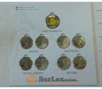 Монета Набор монет Канады 25 центов и 2 доллара (9 шт) Война 1812 в альбоме арт. 38577