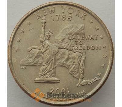 Монета США 25 центов 2001 P КМ318 aUNC Нью Йорк арт. 15437