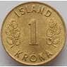 Исландия монета 1 крона 1970 КМ12a UNC  арт. 15845