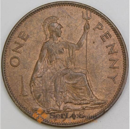Великобритания 1 пенни 1948 КМ845 aUNC арт. 56021 Великобритания 1 пенни 1948 КМ845 aUNC арт. 56021