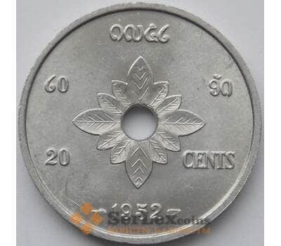 Монета Лаос 20 сантимов 1952 КМ5 UNC (J05.19) арт. 16868