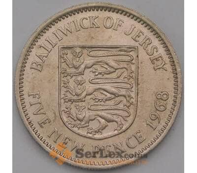 Монета Джерси 5 новых пенсов 1968 КМ32 XF арт. С04570