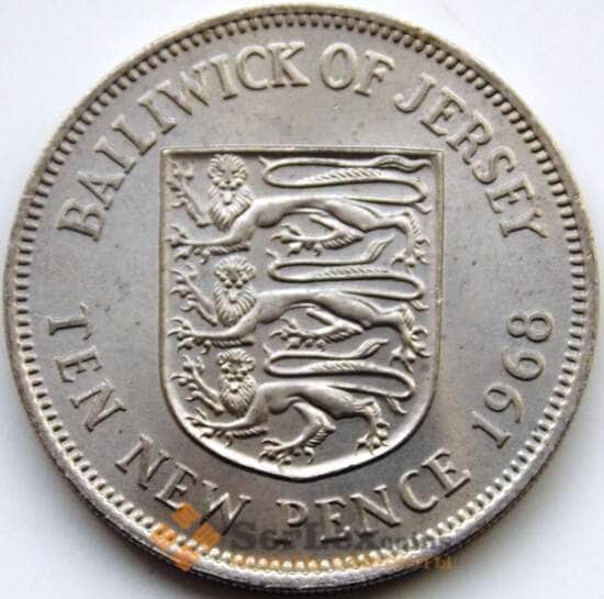 Джерси 10 пенсов 1968 КМ33 XF арт. С04571