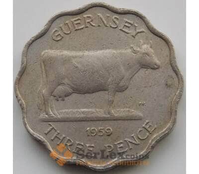 Монета Гернси 3 пенса 1959 КМ18 VF арт. С04580