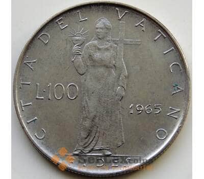 Монета Ватикан 100 лир 1965 КМ82.2 XF арт. С04644
