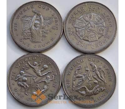 Монета Мэн остров 1 крона * 4 шт 1982 КМ91-94 Чемпионат мира по футболу в Испании арт. С04754