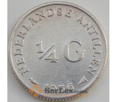 Монета Нидерландские Антиллы 1/4 гульдена 1956 КМ4 XF Серебро арт. С04815