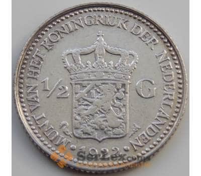 Монета Нидерланды 1/2 гульдена 1922 КМ160 VF Серебро арт. С04864