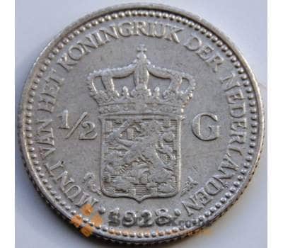 Монета Нидерланды 1/2 гульдена 1928 КМ160 VF Серебро арт. С04865
