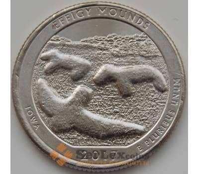 Монета США 25 центов 2017 36 парк Национальный парк Эффиджи-Маундз P арт. С04886