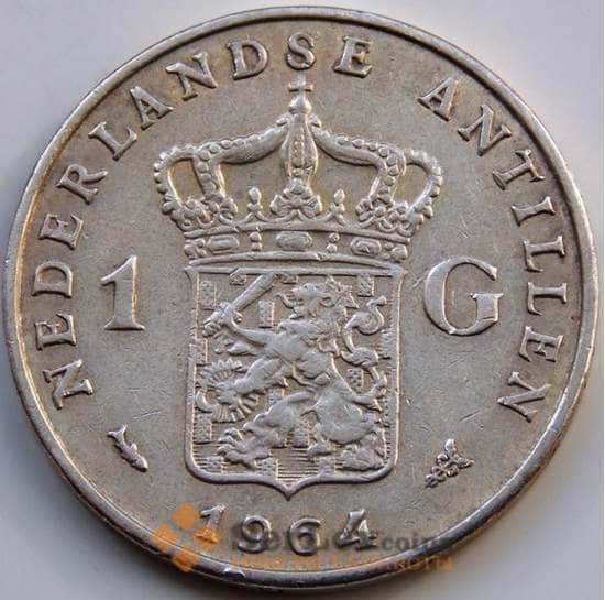 Нидерландские Антиллы монета 1 гульден 1964 КМ2 XF арт. 4898