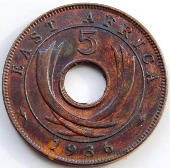 Британская Восточная Африка 5 центов 1936 КМ23 AU арт. С04917