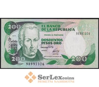 Колумбия банкнота 200 песо 1992 Р429А UNC арт. 42680