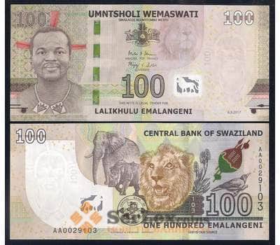 Свазиленд банкнота 100 эмалангени 2017 Р42 UNC  арт. 42476