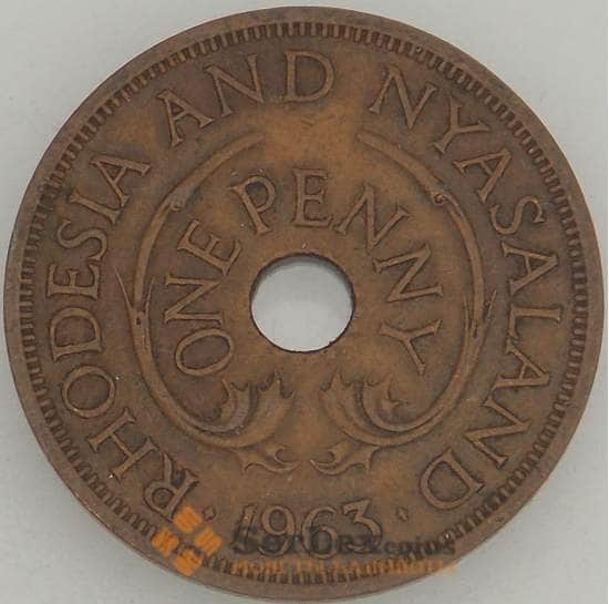 Родезия и Ньясаленд 1 пенни 1963 КМ2 XF (J05.19) арт. 18606