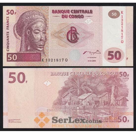 Конго 50 франков 2000 Р91 UNC 1 буква в номере арт. 52420
