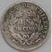 Чили монета 1 десимо (10 сентаво) 1892 КМ136.3 F арт. 42001