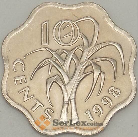 Свазиленд 10 центов 1998 КМ49 UNC (J05.19) арт. 18160