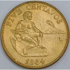 Филиппины 5 сентаво 1964 КМ187 UNC арт. 57434