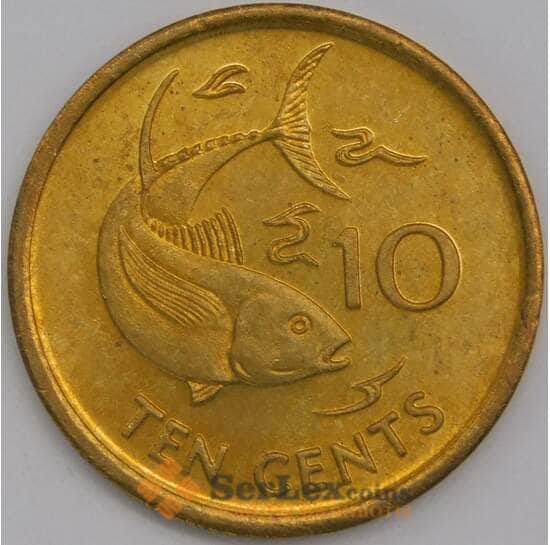 Сейшельские острова монета 10 центов 1990 КМ48 UNC арт. 42183