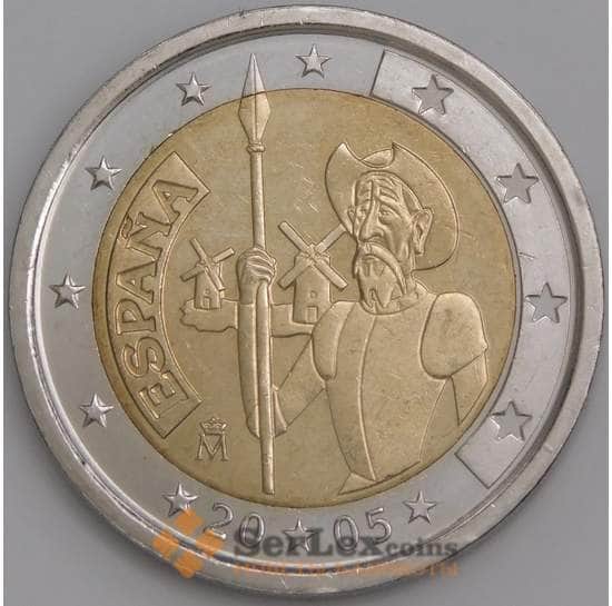 Испания монета 2 евро 2005 КМ1063 UNC 400 лет изданию романа «Дон-Кихот арт. 45622