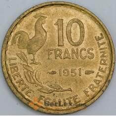 Франция 10 франков 1951 КМ915.1 AU-aUNC арт. 57336
