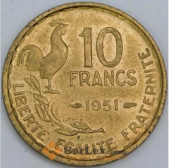 Франция 10 франков 1951 КМ915.1 AU-aUNC арт. 57336