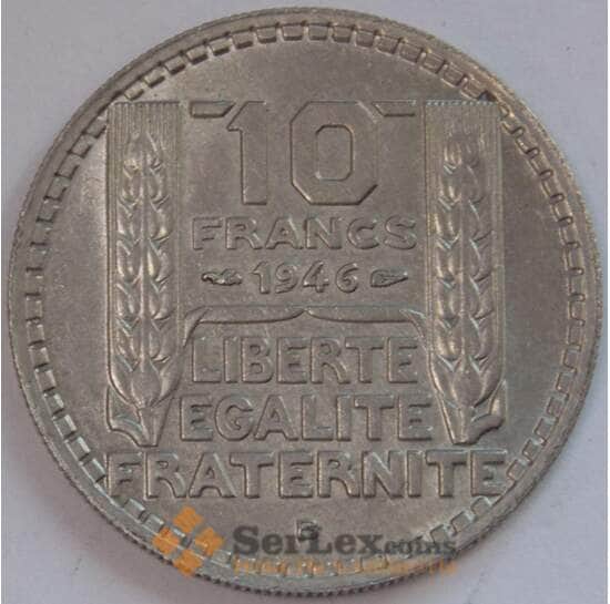 Франция 10 франков 1946 В КМ908 aUNC Редкий тип (J05.19) арт. 17737