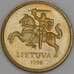 Литва 10 центов 1998 КМ106 UNC арт. 53327